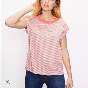NWT Loft Candied Orange and White Striped Wedge Tee
